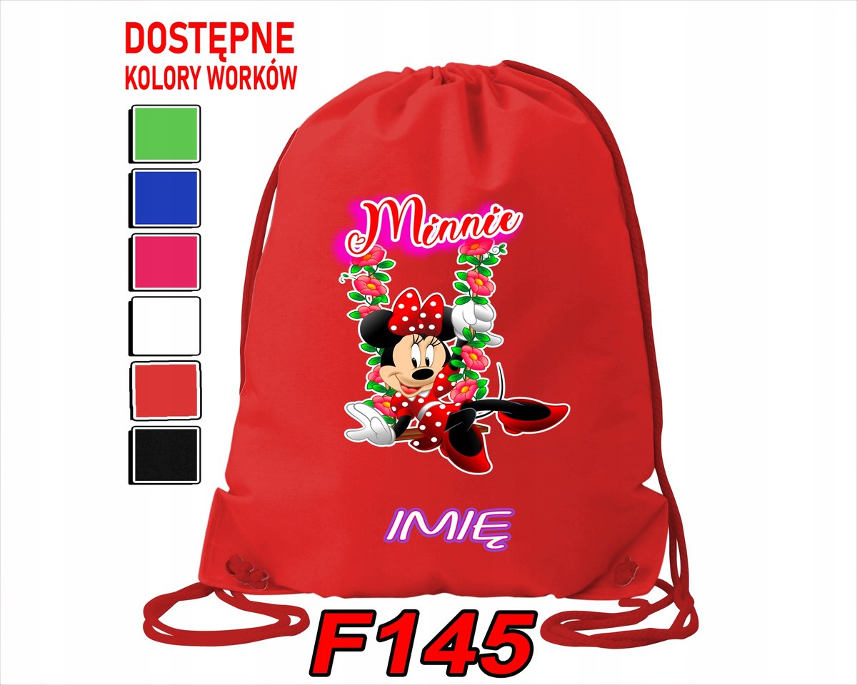 WOREK SZKOLNY NA WF SPORTOWY MYSZKA MINI KACZOR DAISI MIKI - IMIĘ