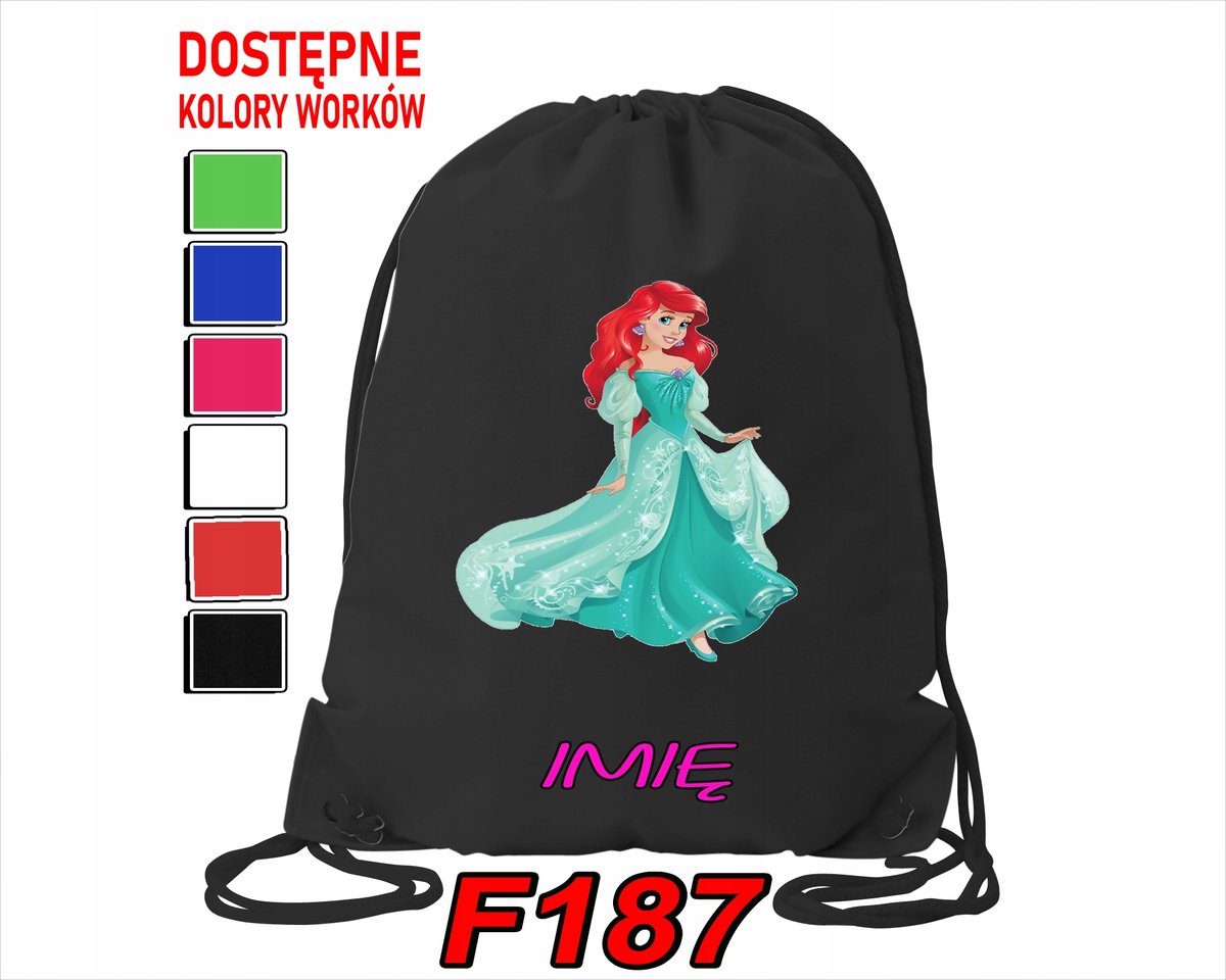 WOREK SZKOLNY NA WF SPORTOWY NA BUTY DLA DZIECI BAJKI WZORY - IMIĘ