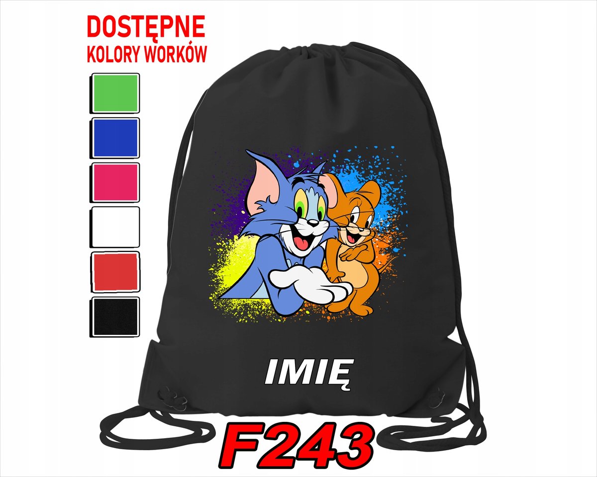 WOREK SZKOLNY NA WF SPORTOWY NA BUTY DLA DZIECI TOM I JERRY- IMIĘ