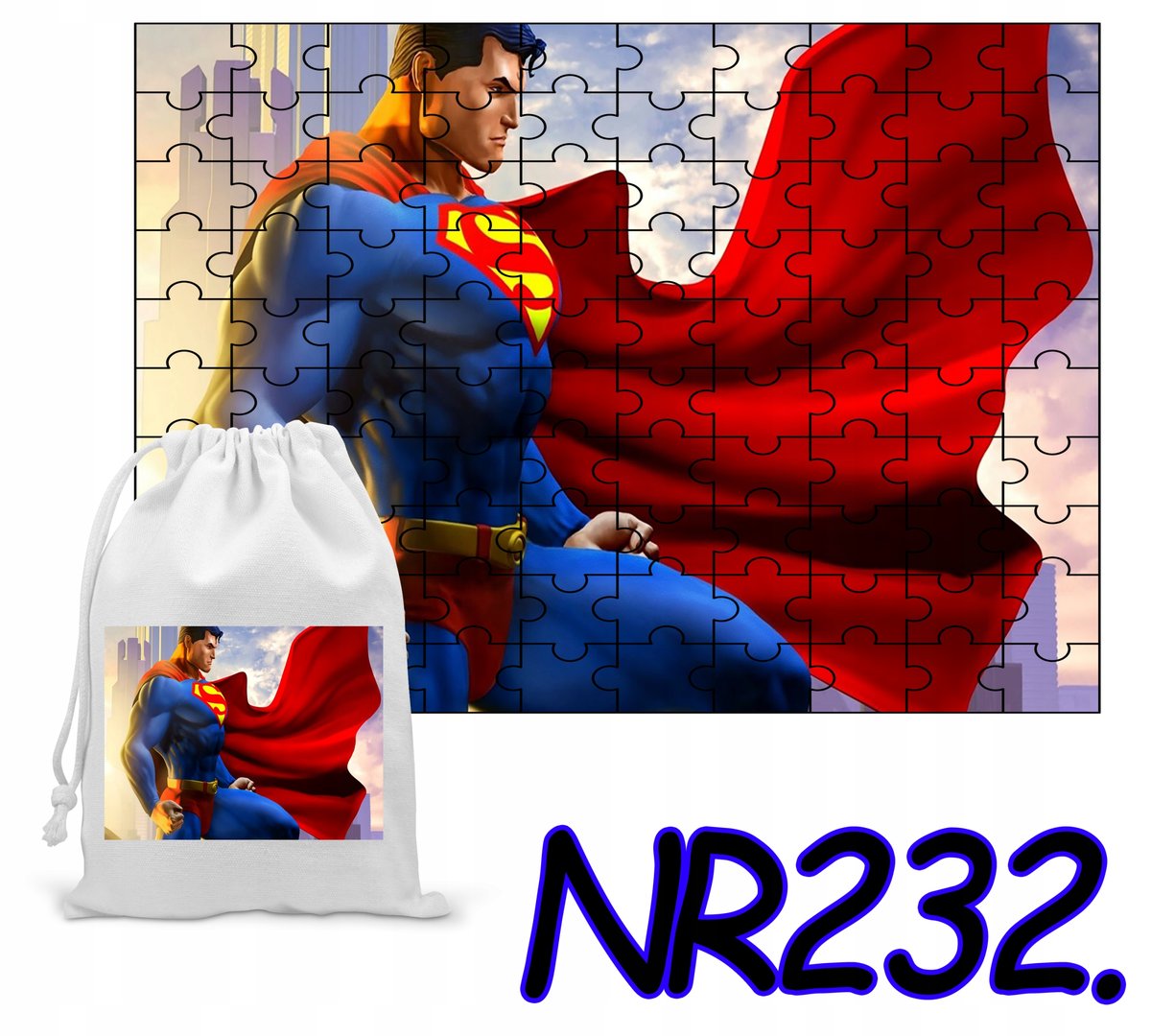 PUZZLE 70 EL. UKŁADANKA PREZENT SUPERMAN AVENGERS+ WORECZEK Z NADRUKIEM