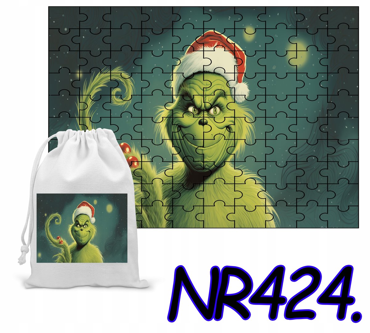 PUZZLE 252 EL. UKŁADANKA GRINCH PREZENTY ŚWIĘTA + WORECZEK Z NADRUKIEM