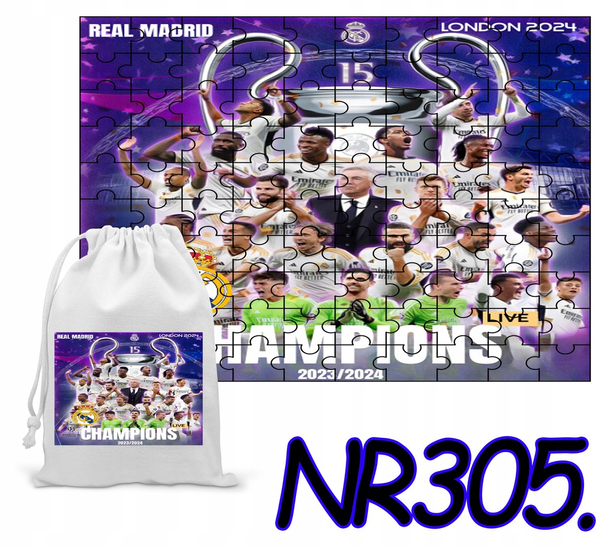 PUZZLE 192 EL.UKŁADANKA REAL MADRYT CHAMPIONS LEAUGE + WORECZEK Z NADRUKIEM