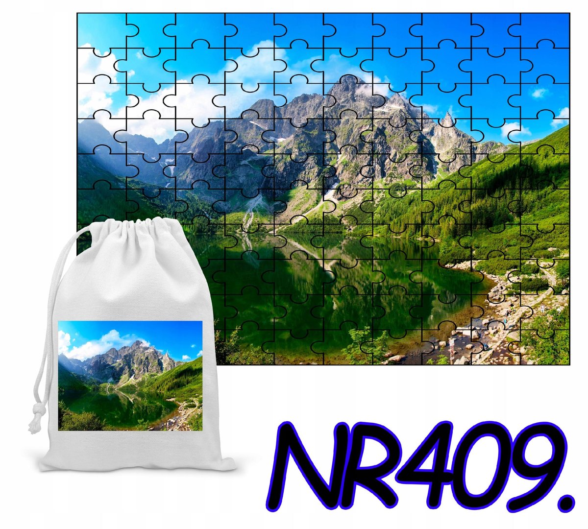PUZZLE 96 EL. UKŁADANKA KRAJOBRAZ MORSKIE OKO TATRY + WORECZEK Z NADRUKIEM