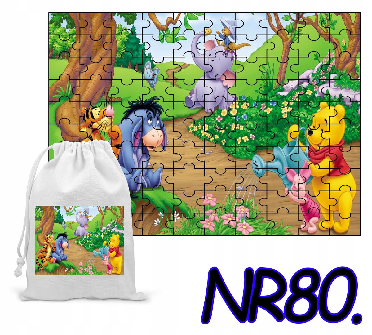 PUZZLE 110 EL.UKŁADANKA PREZENT KUBUŚ PUCHATEK + WORECZEK Z NADRUKIEM