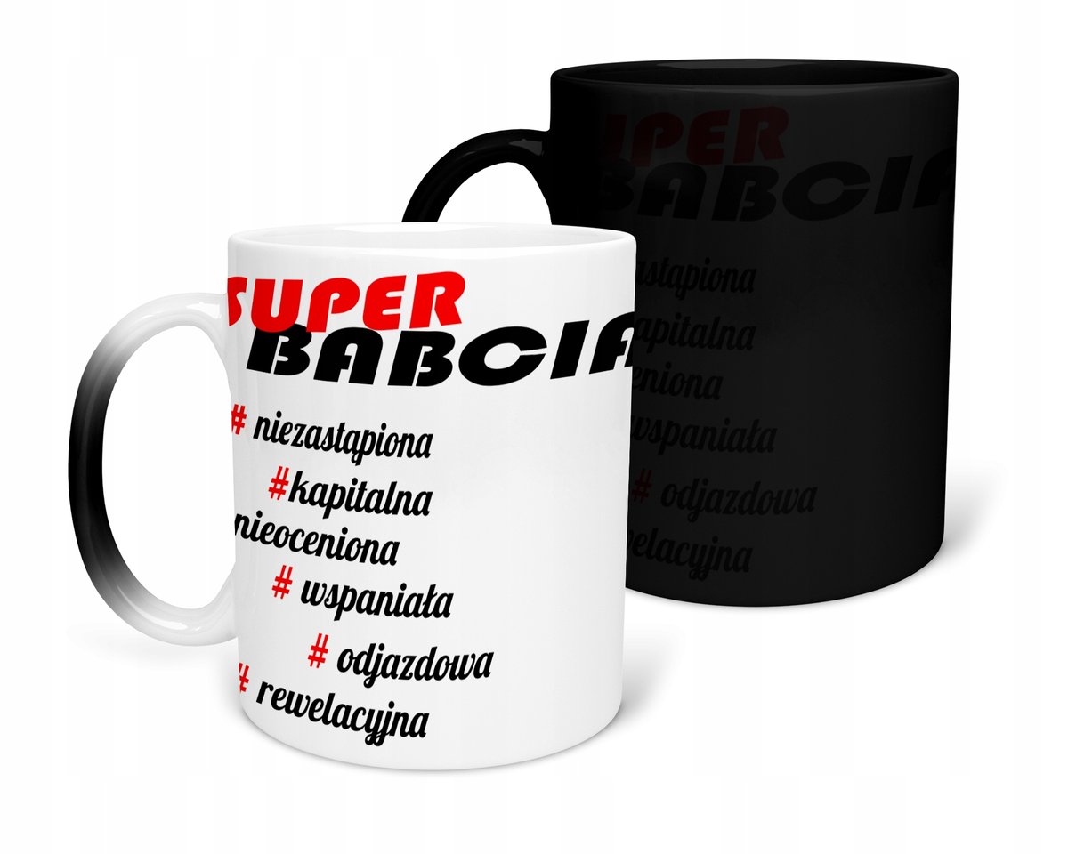 KUBEK MAGICZNY Z NADRUKIEM-PREZENT DZIEŃ BABCI RÓŻNE WZORY DO WYBORU+IMIĘ