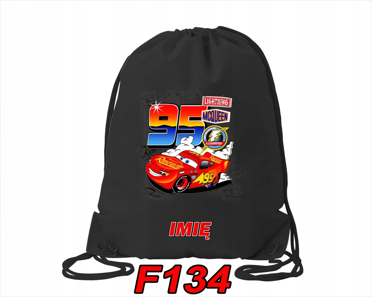 WOREK SZKOLNY NA WF SPORTOWY CZERWONE WYŚCIGOWE AUTKO MÓWIĄCE - IMIĘ