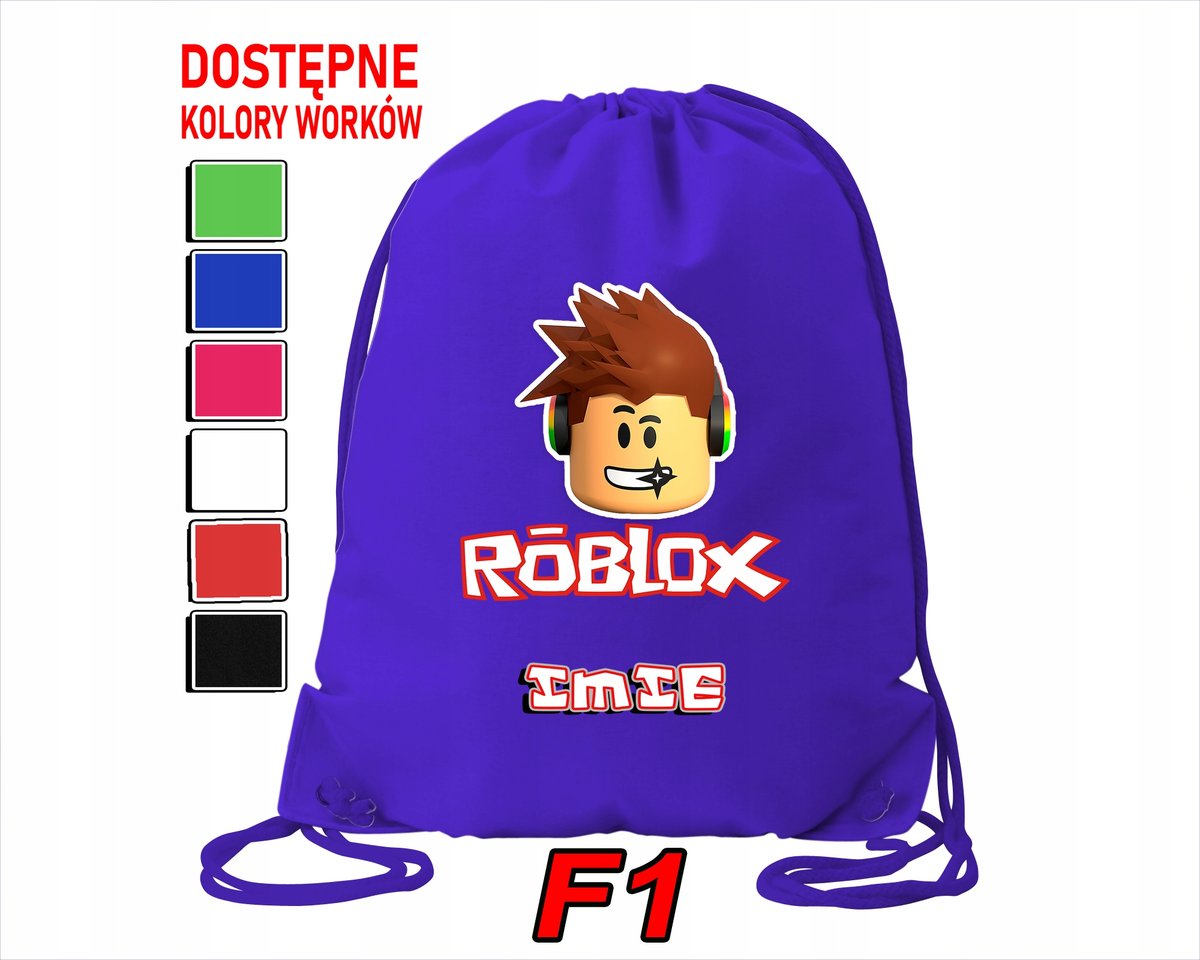 WOREK SZKOLNY NA WF TRENING SPORTOWY Z NADRUKIEM ROBLOX - IMIĘ