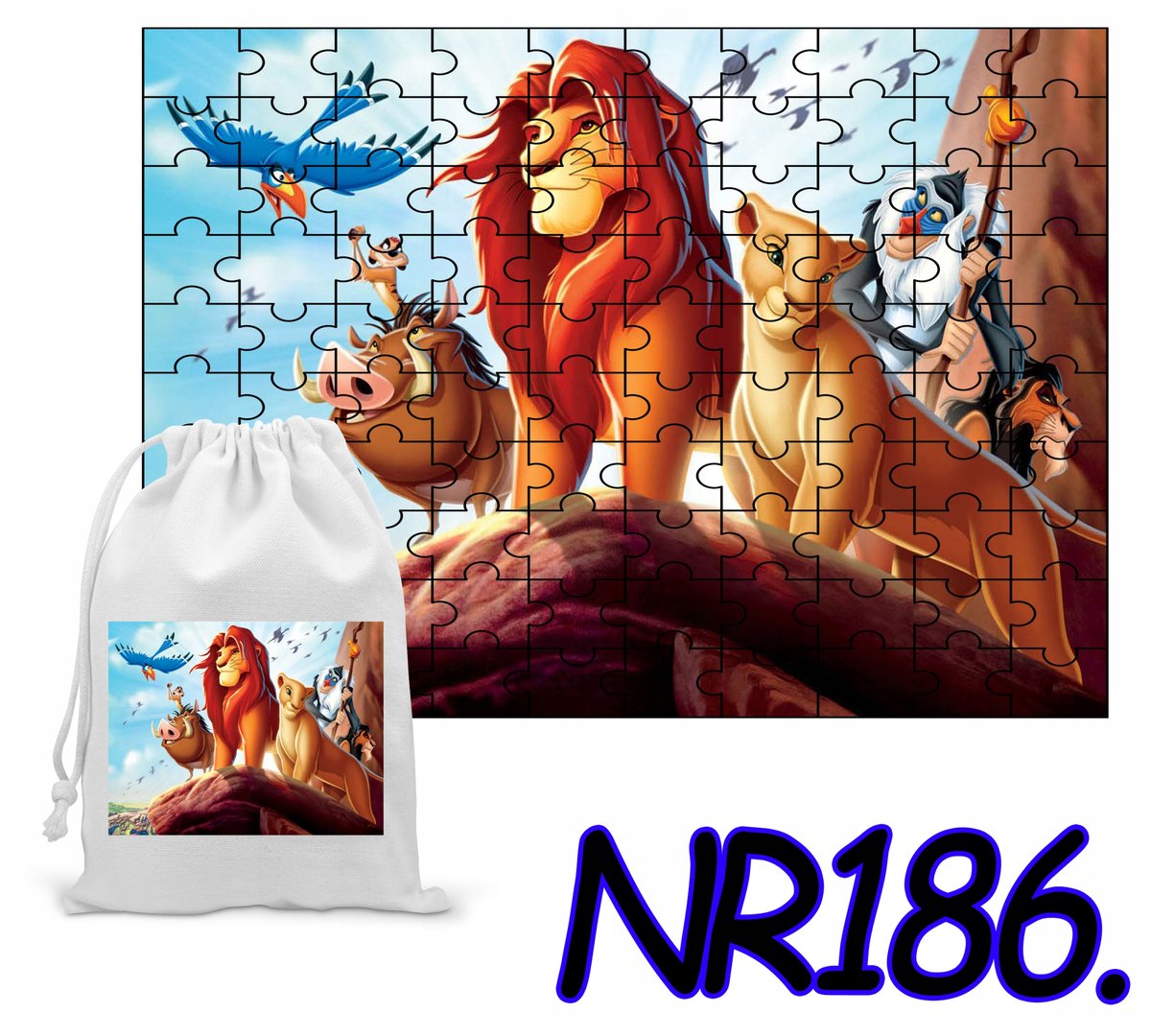 PUZZLE 96 EL. UKŁADANKA PREZENT KRÓL LEW DUŻY WYBÓR+ WORECZEK Z NADRUKIEM