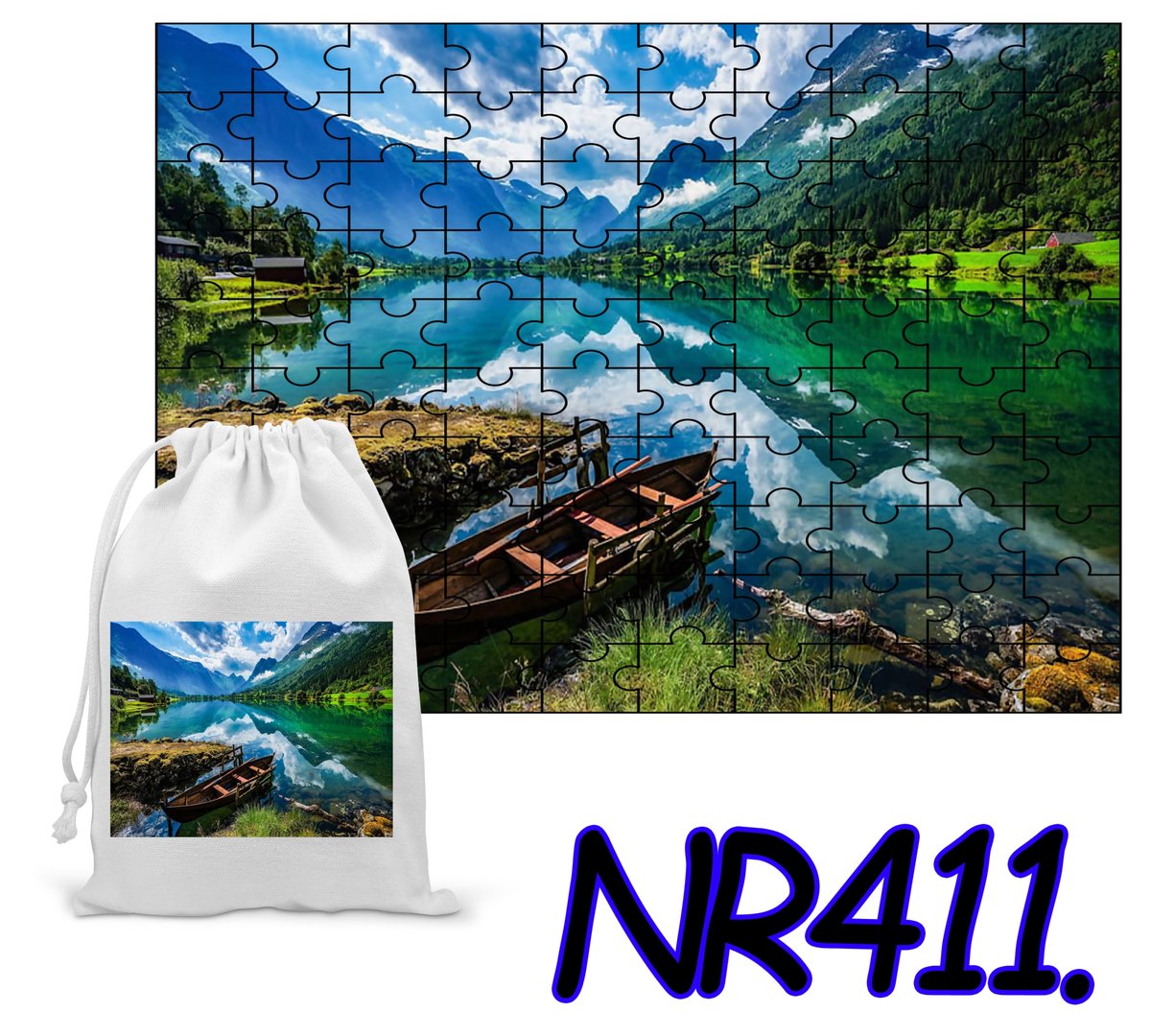 PUZZLE 192 EL. UKŁADANKA JEZIORO GARDA GÓRY ALPY + WORECZEK Z NADRUKIEM