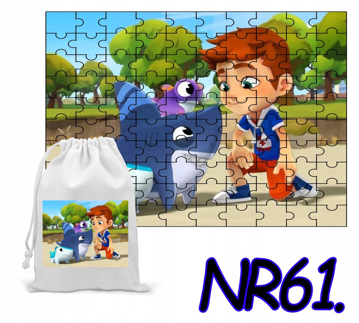 PUZZLE 70 EL. - UKŁADANKA PREZENT REKIN REKSIN BAJKA + WORECZEK Z NADRUKIEM