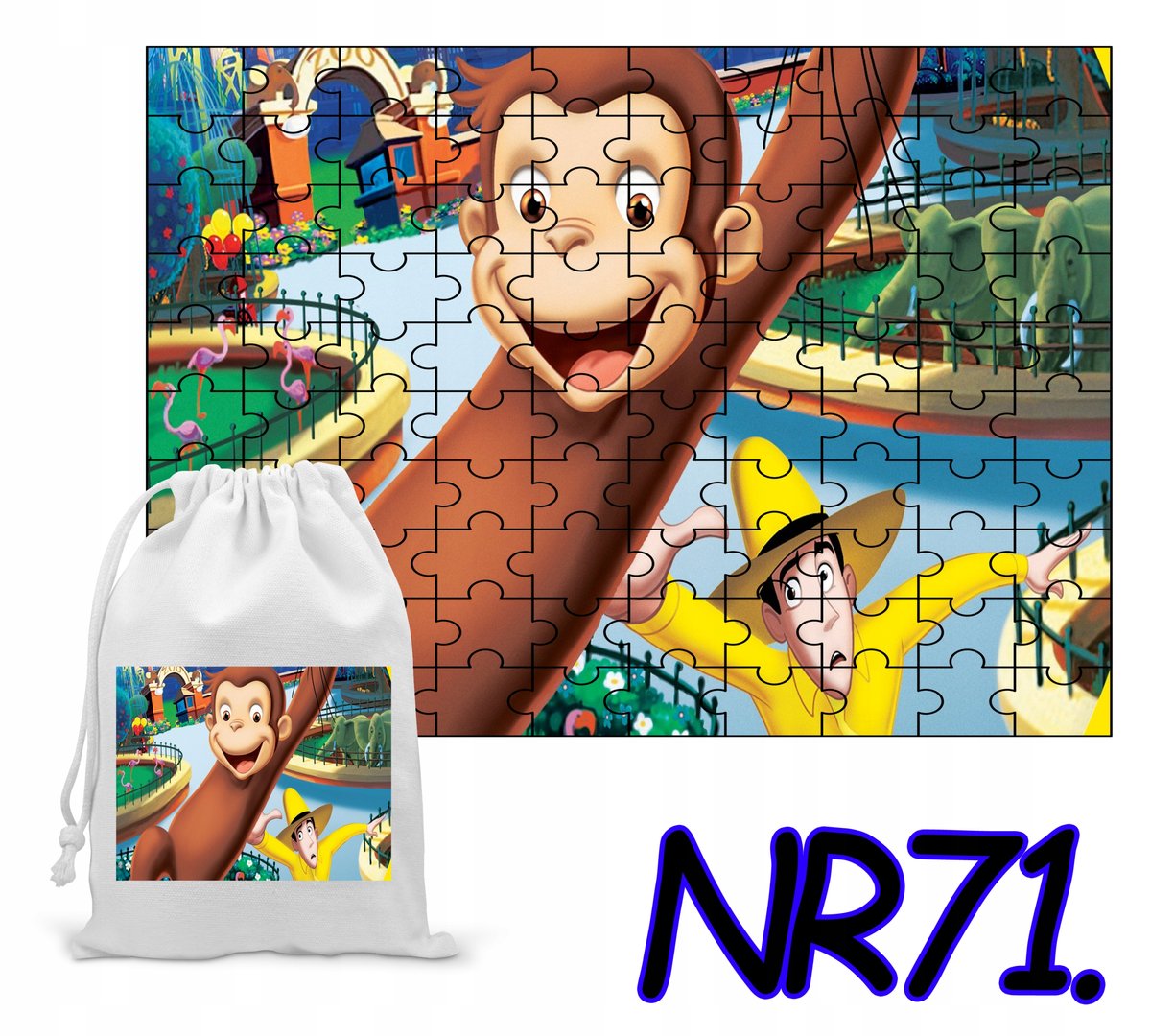 PUZZLE 35 EL. UKŁADANKA PREZENT CIEKAWSKI GEORGE + WORECZEK Z NADRUKIEM