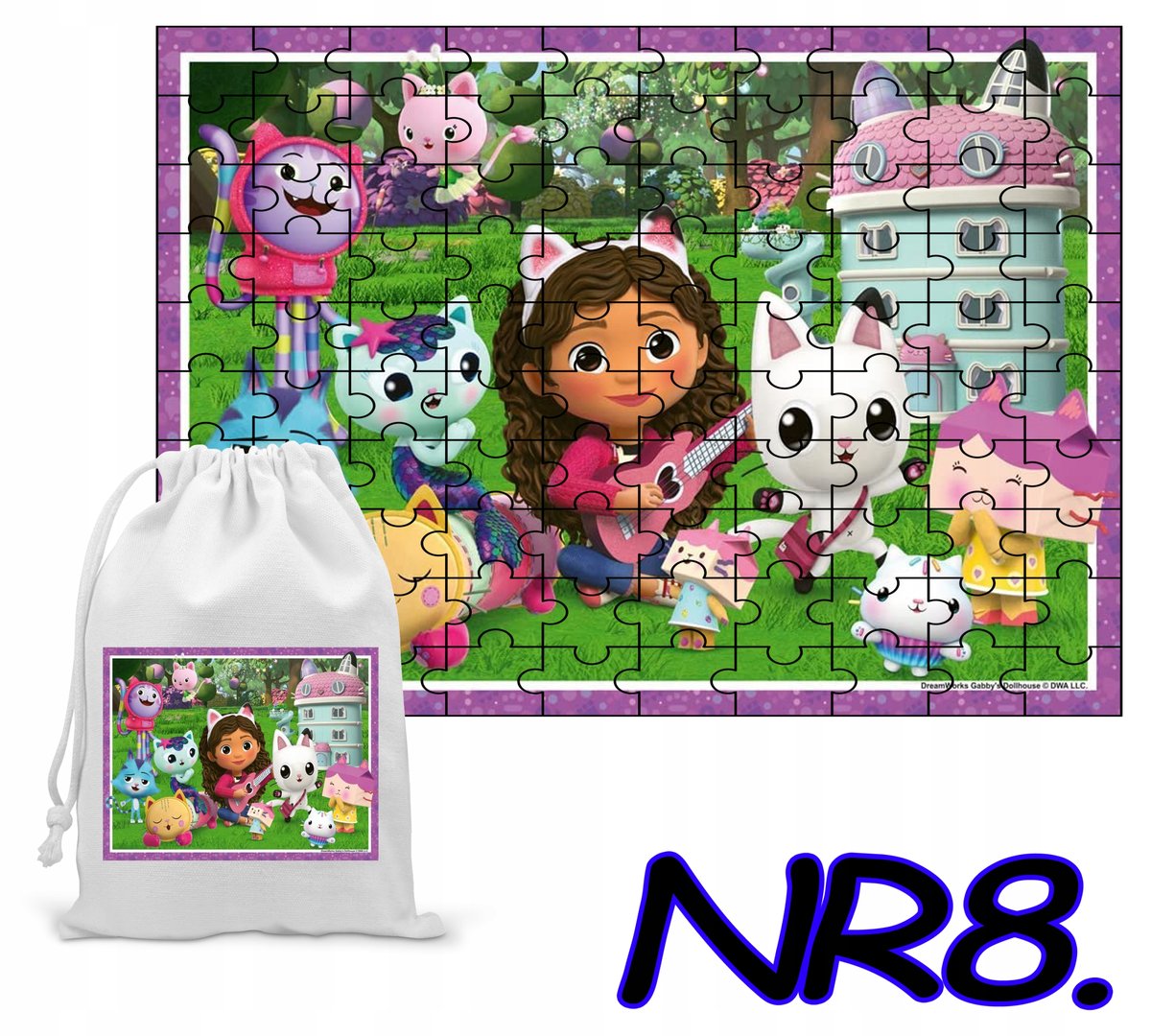 PUZZLE 70 EL. UKŁADANKA PREZENT KOCI DOMEK GABI + WORECZEK Z NADRUKIEM