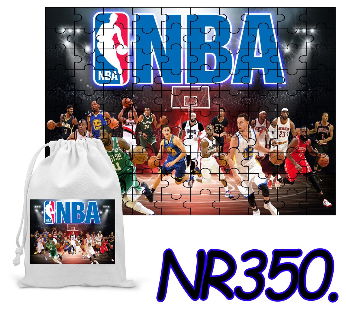 PUZZLE 110 EL. UKŁADANKA KOSZYKARZE NBA PREZENT + WORECZEK Z NADRUKIEM