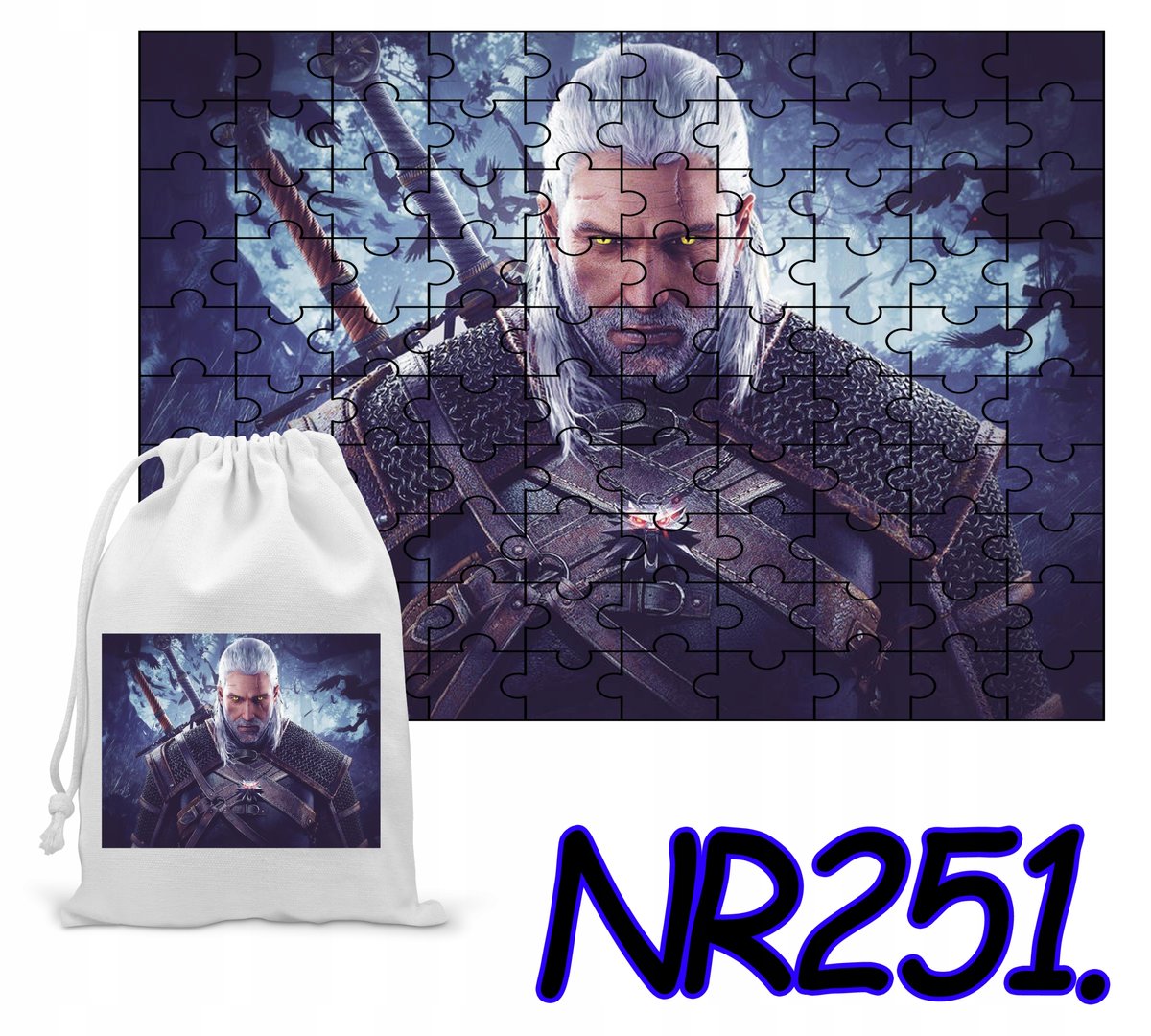 PUZZLE 96 EL. UKŁADANKA PREZENT WITCHER SERIALE + WORECZEK Z NADRUKIEM