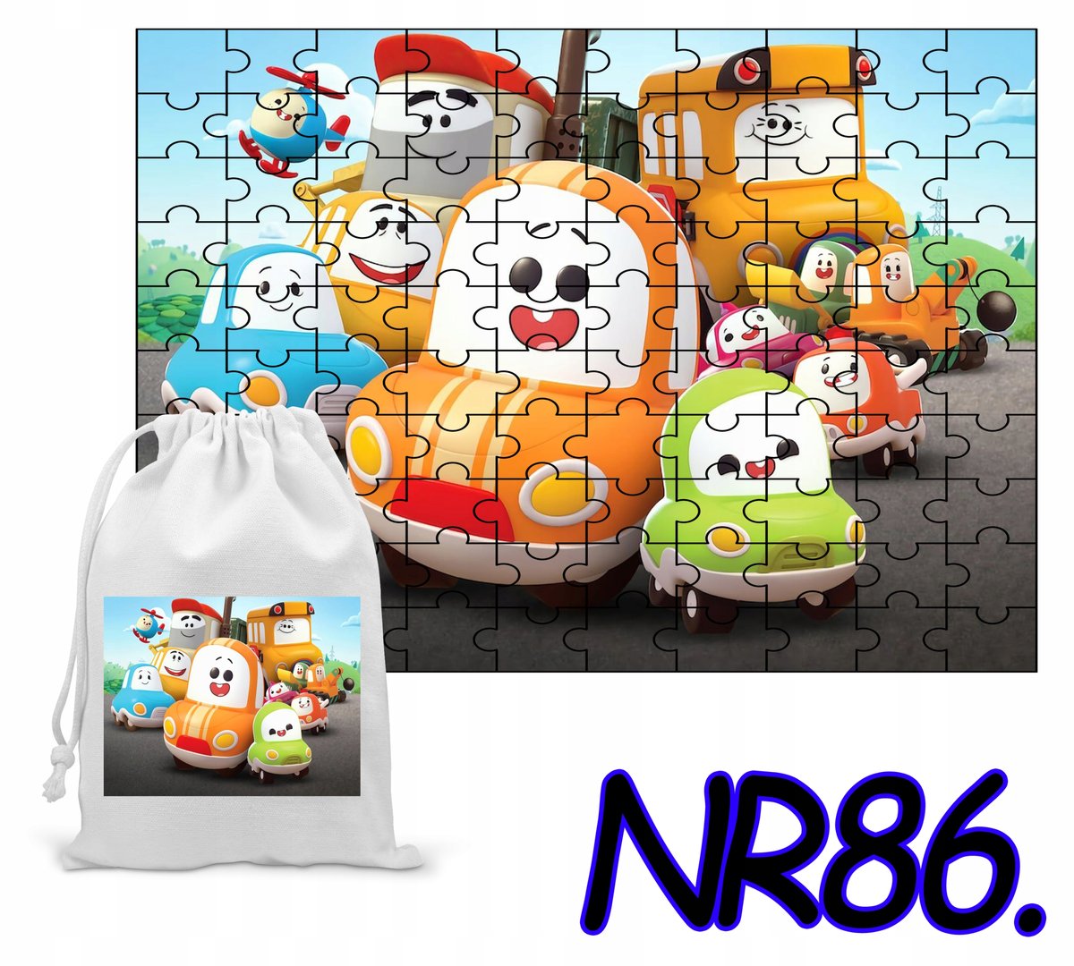 PUZZLE 35 EL. UKŁADANKA PREZENT AUTKA Z PAGÓRKOWA + WORECZEK Z NADRUKIEM