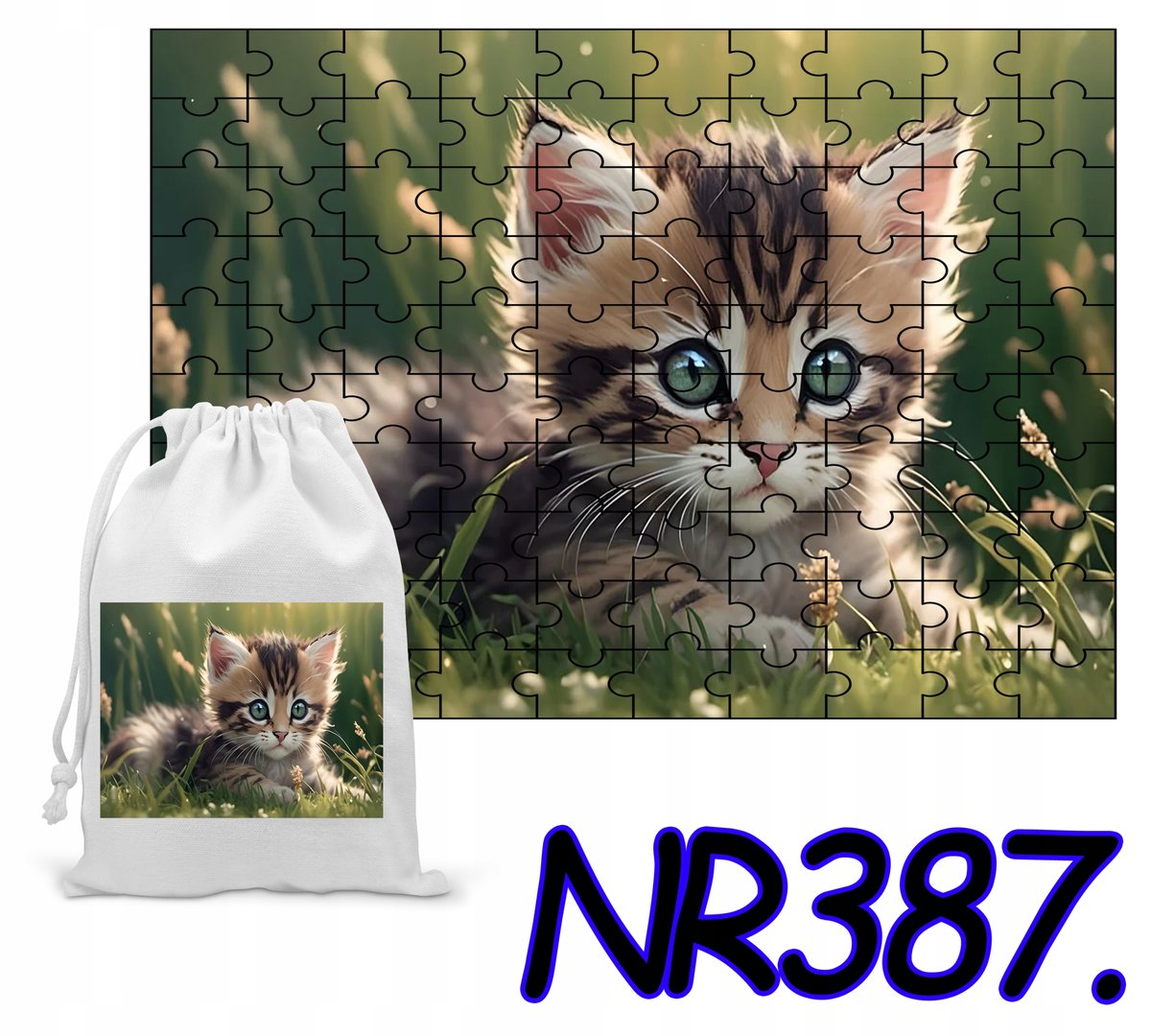 PUZZLE 110 EL.UKŁADANKA DLA DZIECI KOTKI KICIA PREZENT+WORECZEK Z NADRUKIEM