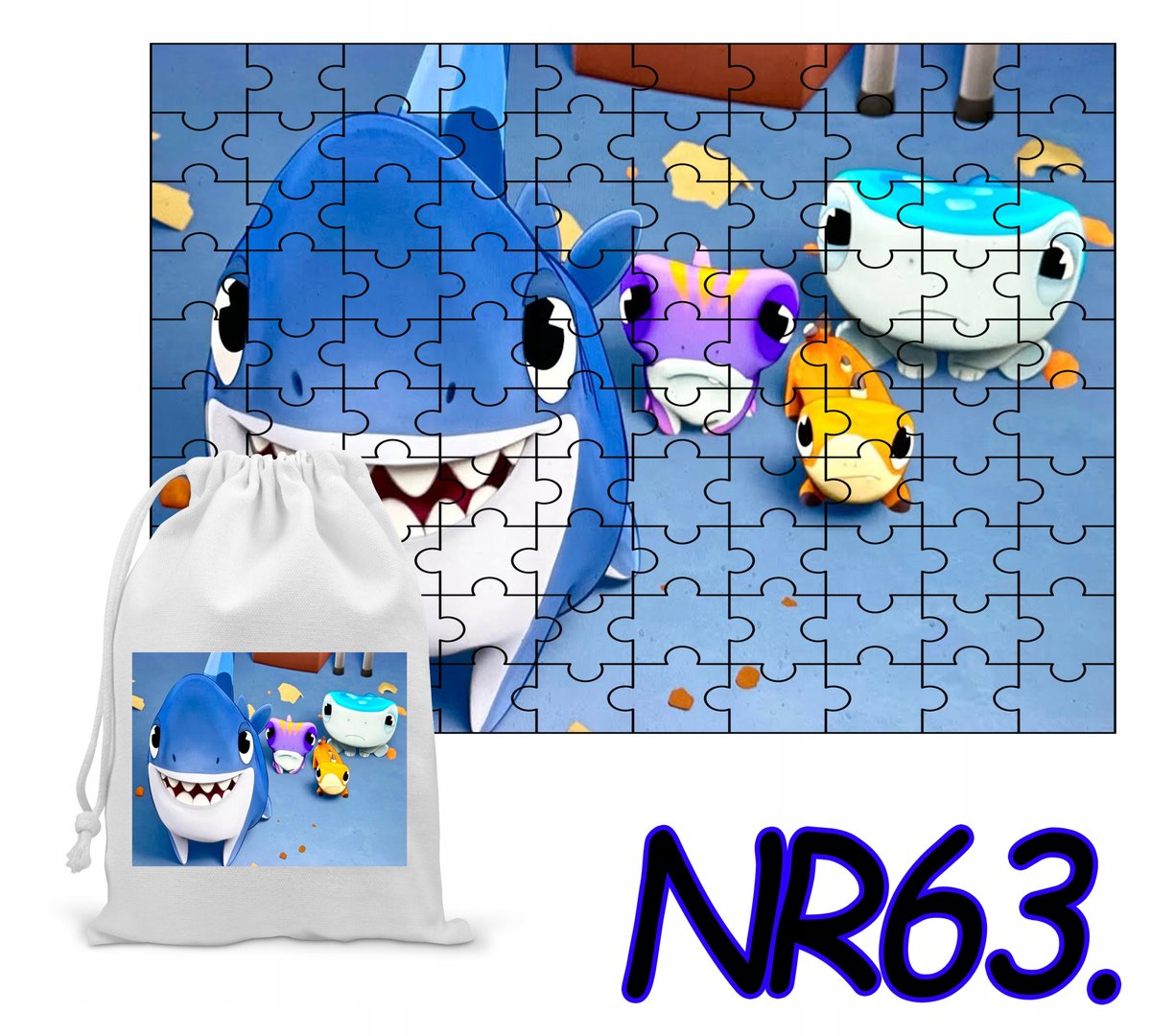 PUZZLE 70 EL. UKŁADANKA PREZENT REKIN REKSIN BAJKA + WORECZEK Z NADRUKIEM