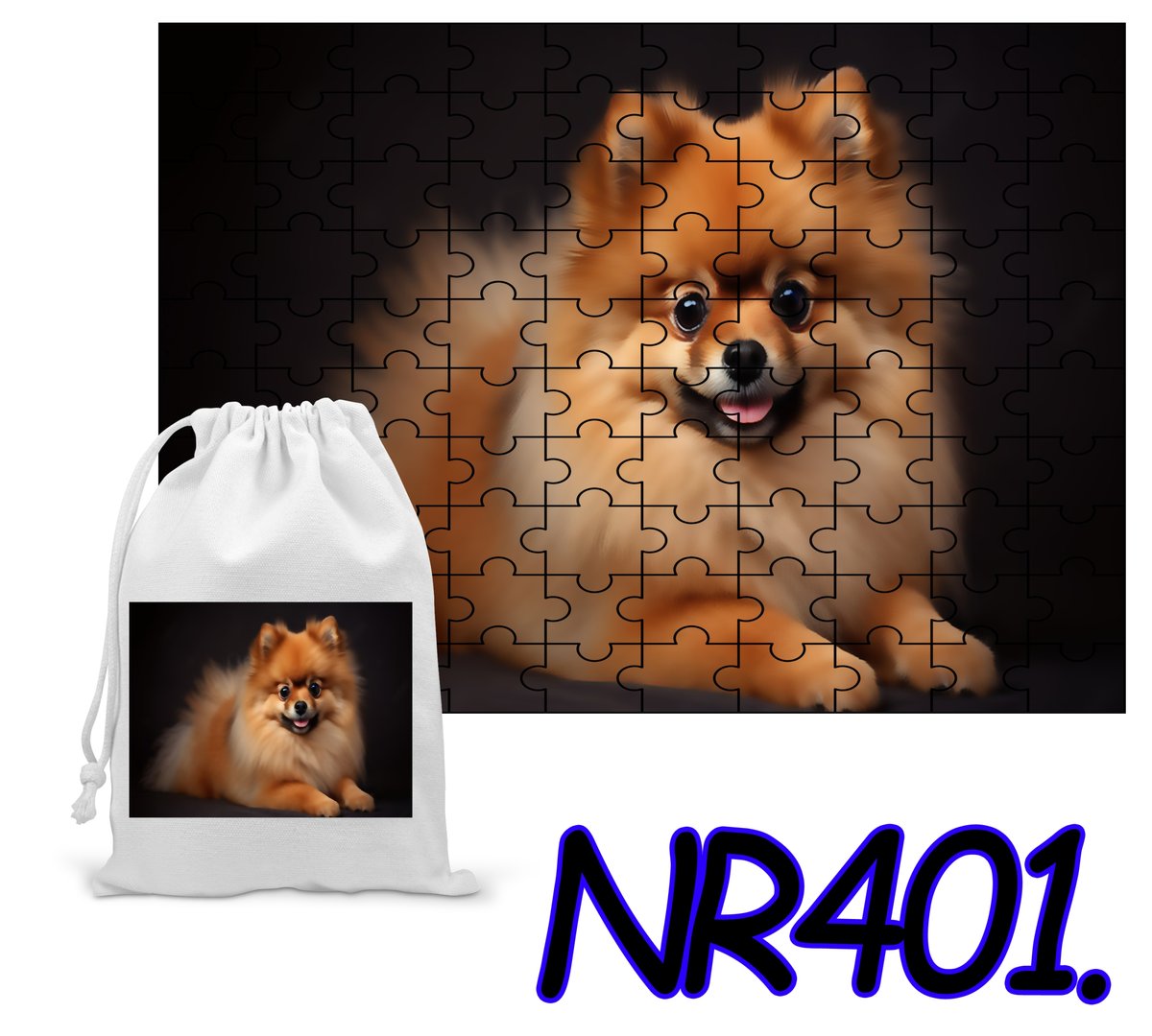 PUZZLE 120 EL.UKŁADANKA PREZENT ZWIERZĘTA PIES PIESEK +WORECZEK Z NADRUKIEM