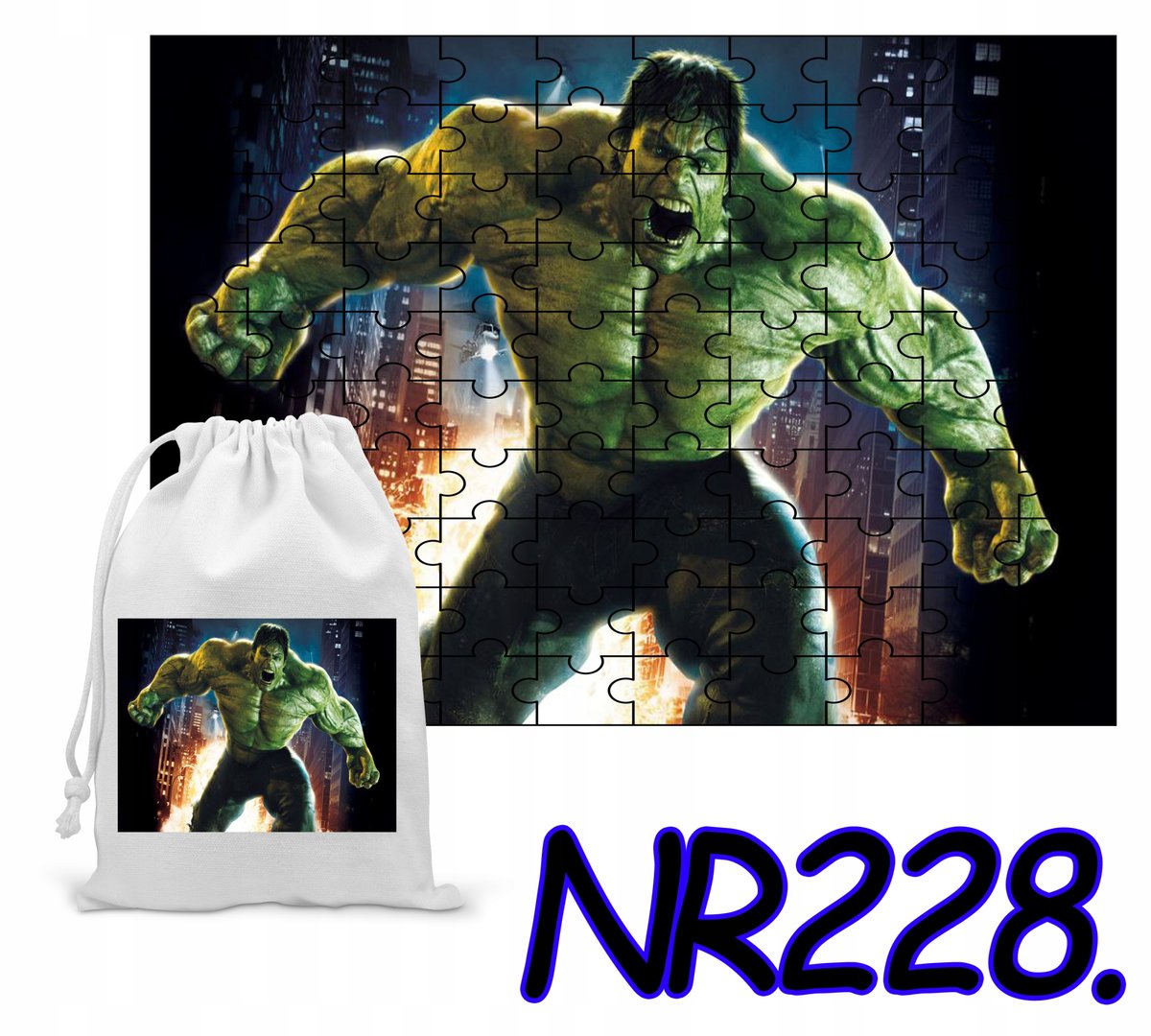 PUZZLE 252 EL. UKŁADANKA PREZENT HULK AVENGERS+ WORECZEK Z NADRUKIEM