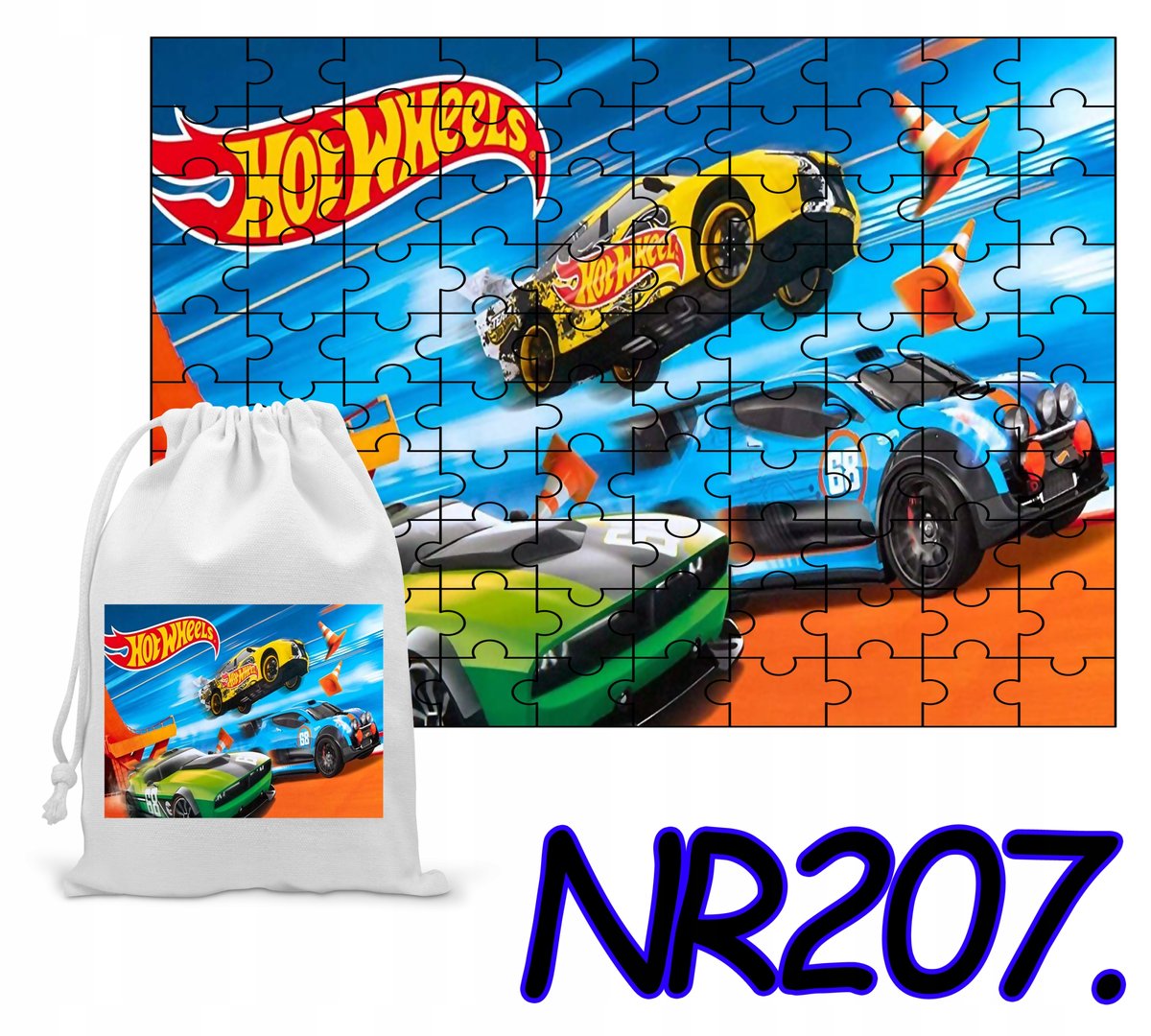 PUZZLE 192 EL. UKŁADANKA PREZENT ZJEŻDŻALNIE AUTKA + WORECZEK Z NADRUKIEM