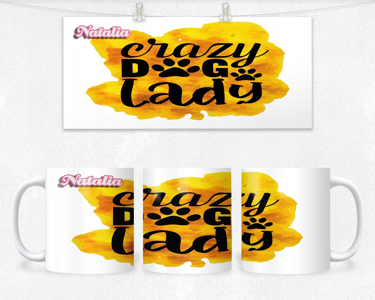 KUBEK Z NADRUKIEM- PREZENT PIES NAPIS +IMIĘ