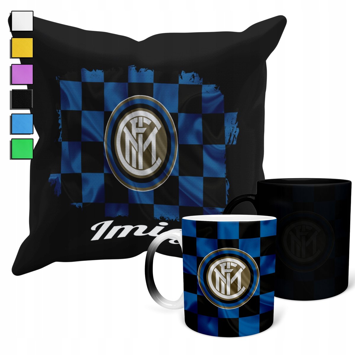 ZESTAW KUBEK MAGICZNY ZMIENIAJĄCY KOLOR +POSZEWKA INTER MEDIOLAN KLUB+ IMIĘ