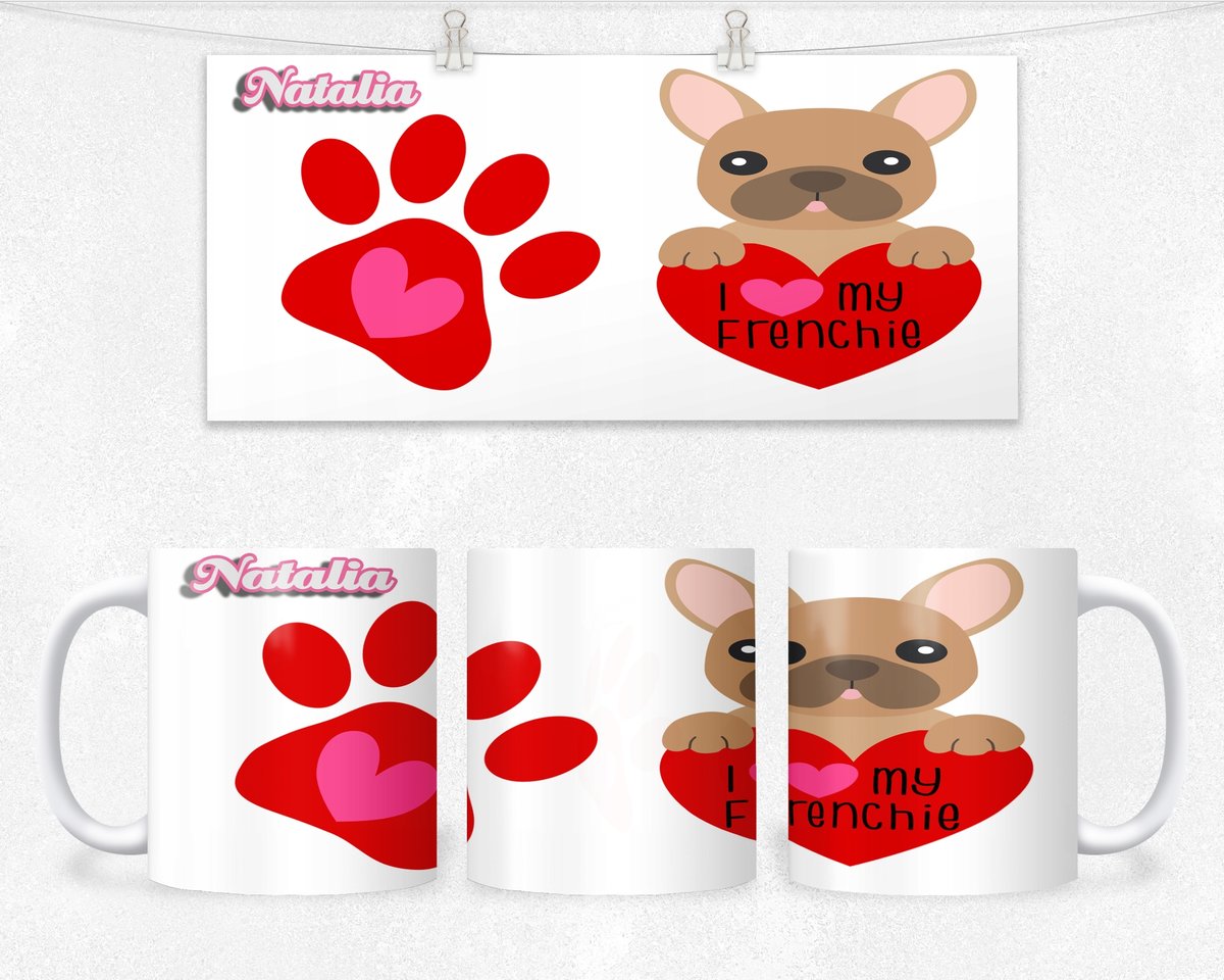 KUBEK Z NADRUKIEM- PREZENT PIES BULDOG +IMIĘ