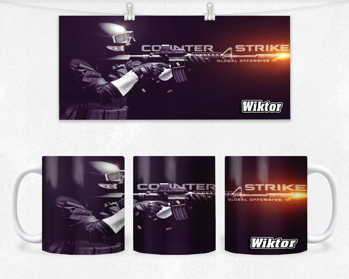 KUBEK Z NADRUKIEM- COUNTER STRIKE CS GRACZA +IMIĘ