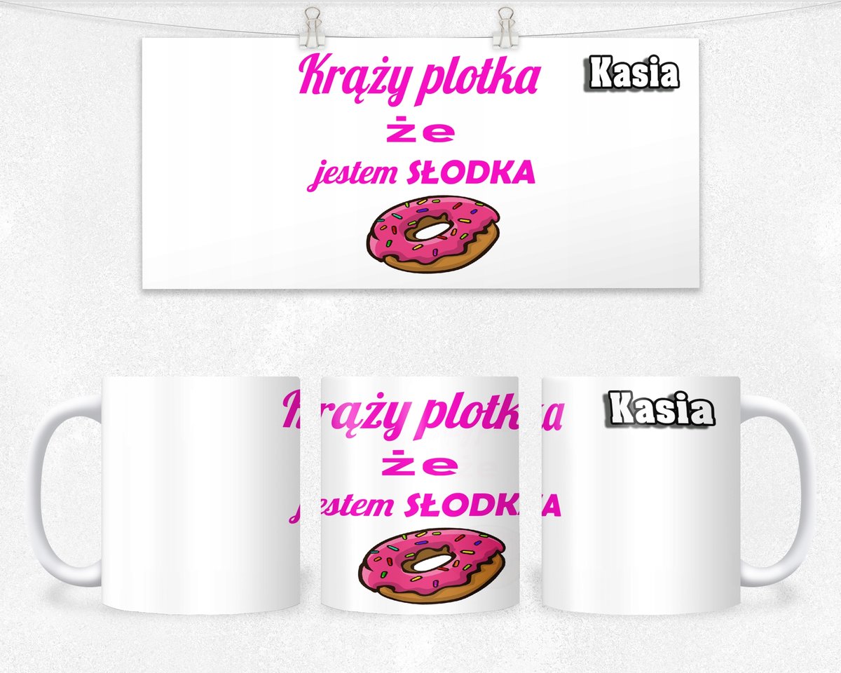 KUBEK PREZENT DLA NIEJ ŚMIESZNY NAPIS+IMIĘ