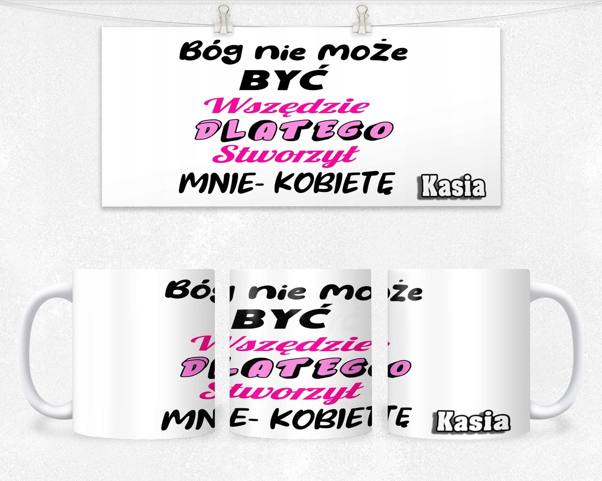 KUBEK PREZENT DLA NIEJ ŚMIESZNY NAPIS+IMIĘ