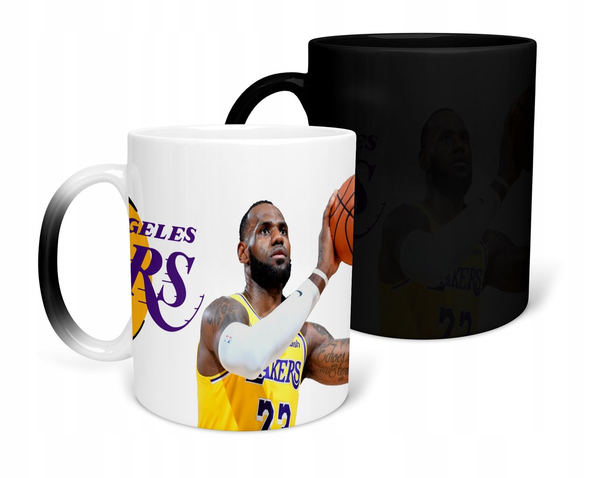 KUBEK MAGICZNY Z NADRUKIEM-PREZENT LEBRON LAKERS RÓŻNE WZORY DO WYBORU+IMIĘ