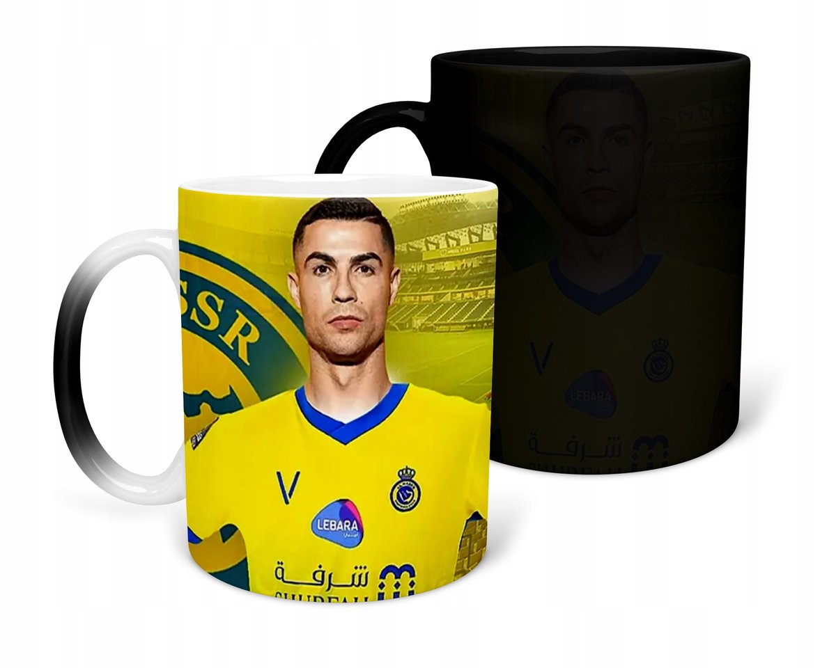 KUBEK MAGICZNY Z NADRUKIEM-PREZENT RONALDO NASSR RÓŻNE WZORY DO WYBORU+IMIĘ