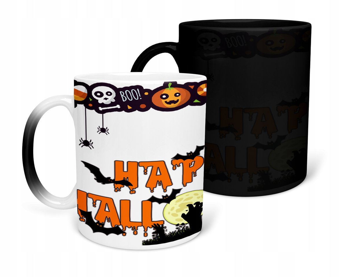 KUBEK MAGICZNY Z NADRUKIEM-PREZENT HALLOWEEN RÓŻNE WZORY DO WYBORU+IMIĘ