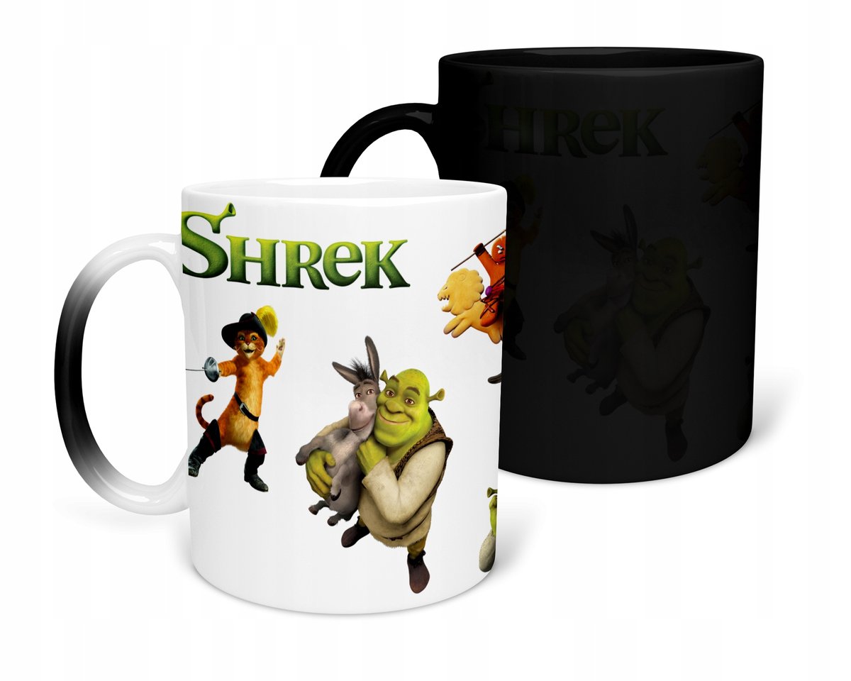 KUBEK MAGICZNY Z NADRUKIEM- PREZENT SHREEK RÓŻNE WZORY DO WYBORU+ IMIĘ