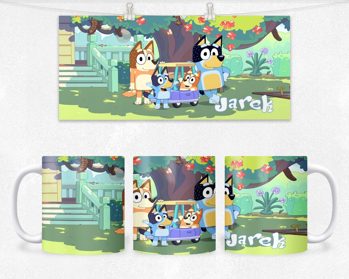 KUBEK Z NADRUKIEM- POSTACIE Z BAJEK PIES +IMIĘ