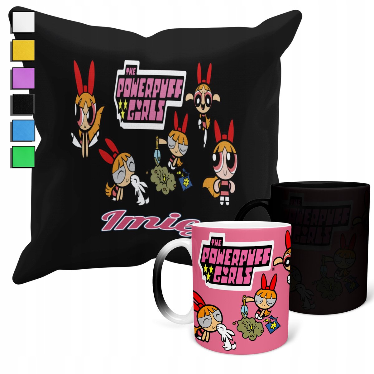 ZESTAW KUBEK MAGICZNY ZMIENIAJĄCY KOLOR + POSZEWKA ATOMÓWKI + IMIĘ