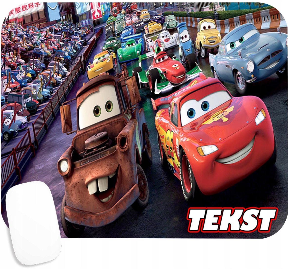 PODKŁADKA POD MYSZKĘ Z NADRUKIEM CZERWONE AUTKO PREZENT -TEKST -20X24