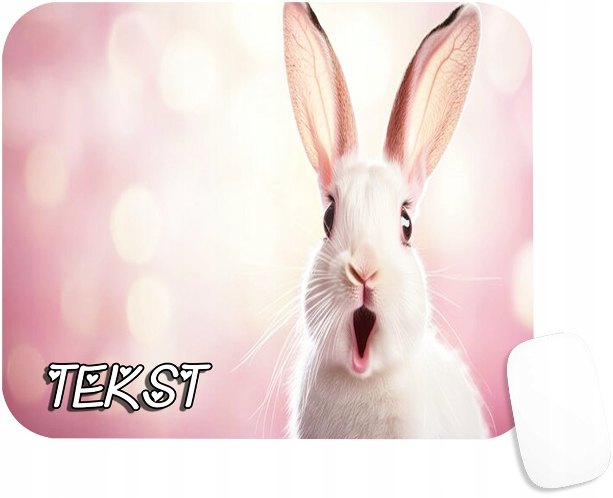 PODKŁADKA POD MYSZKĘ Z KRÓLICZEK SŁODZIAKI PREZENT -TEKST -20X24