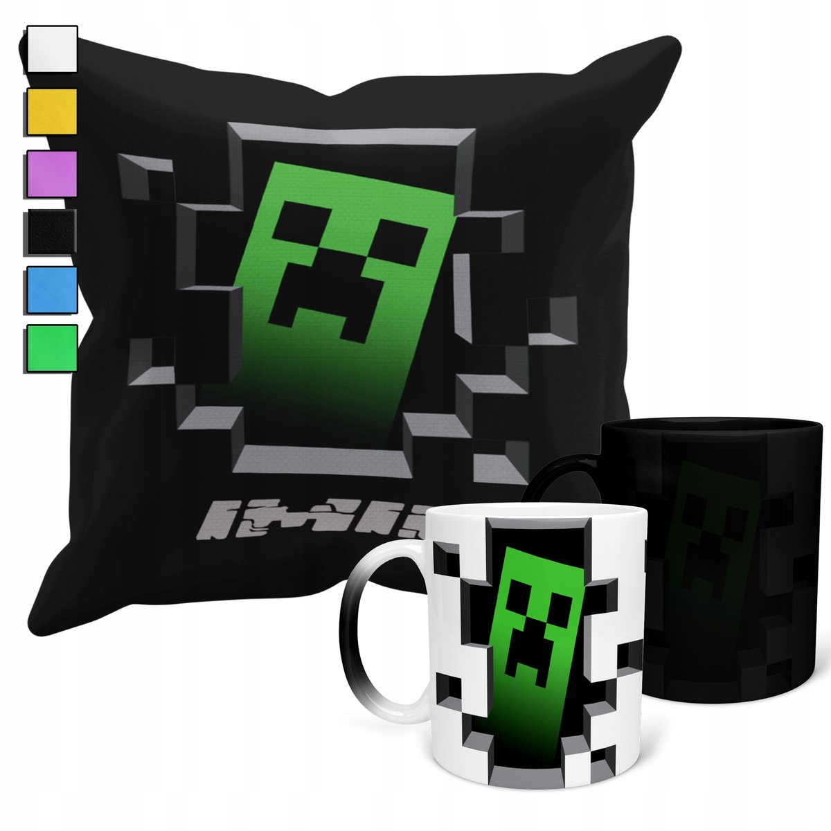 ZESTAW KUBEK MAGICZNY ZMIENIAJĄCY KOLOR + POSZEWKA MAJNKRAFT PREZENT+IMIĘ