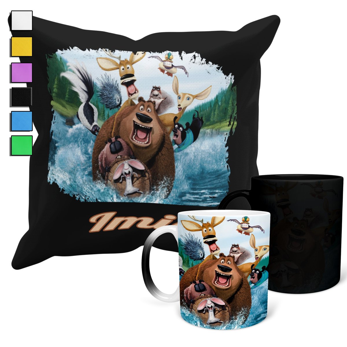 ZESTAW KUBEK MAGICZNY ZMIENIAJĄCY KOLOR + POSZEWKA GRIZZY I LEMINGI + IMIĘ