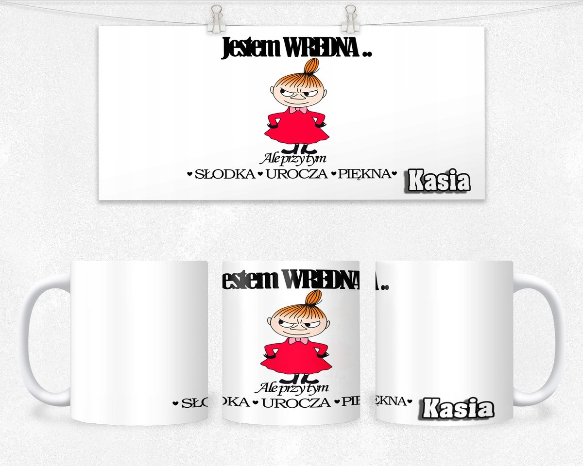 KUBEK PREZENT DLA NIEJ ŚMIESZNY NAPIS+IMIĘ