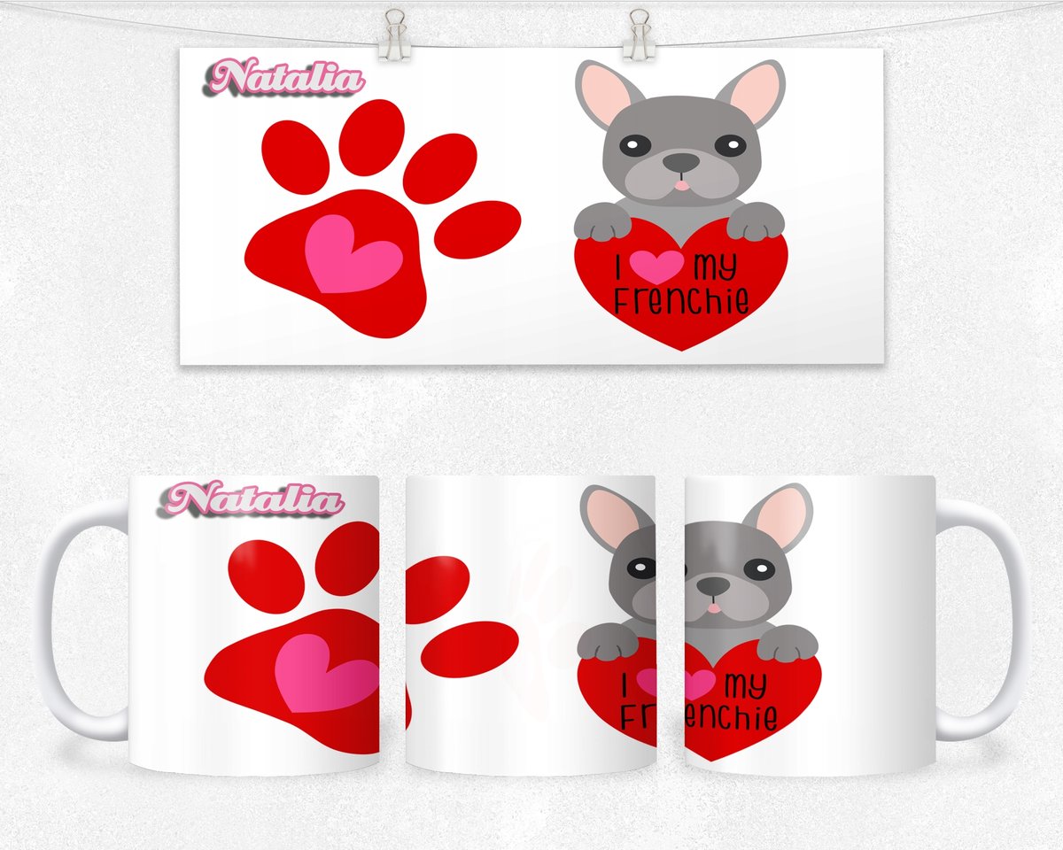 KUBEK Z NADRUKIEM- PREZENT PIES BULDOG +IMIĘ