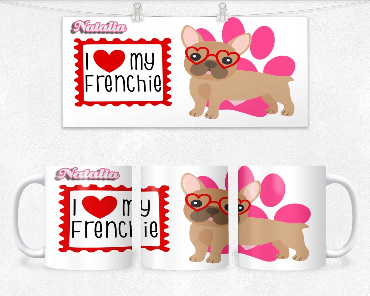 KUBEK Z NADRUKIEM- PREZENT PIES BULDOG +IMIĘ