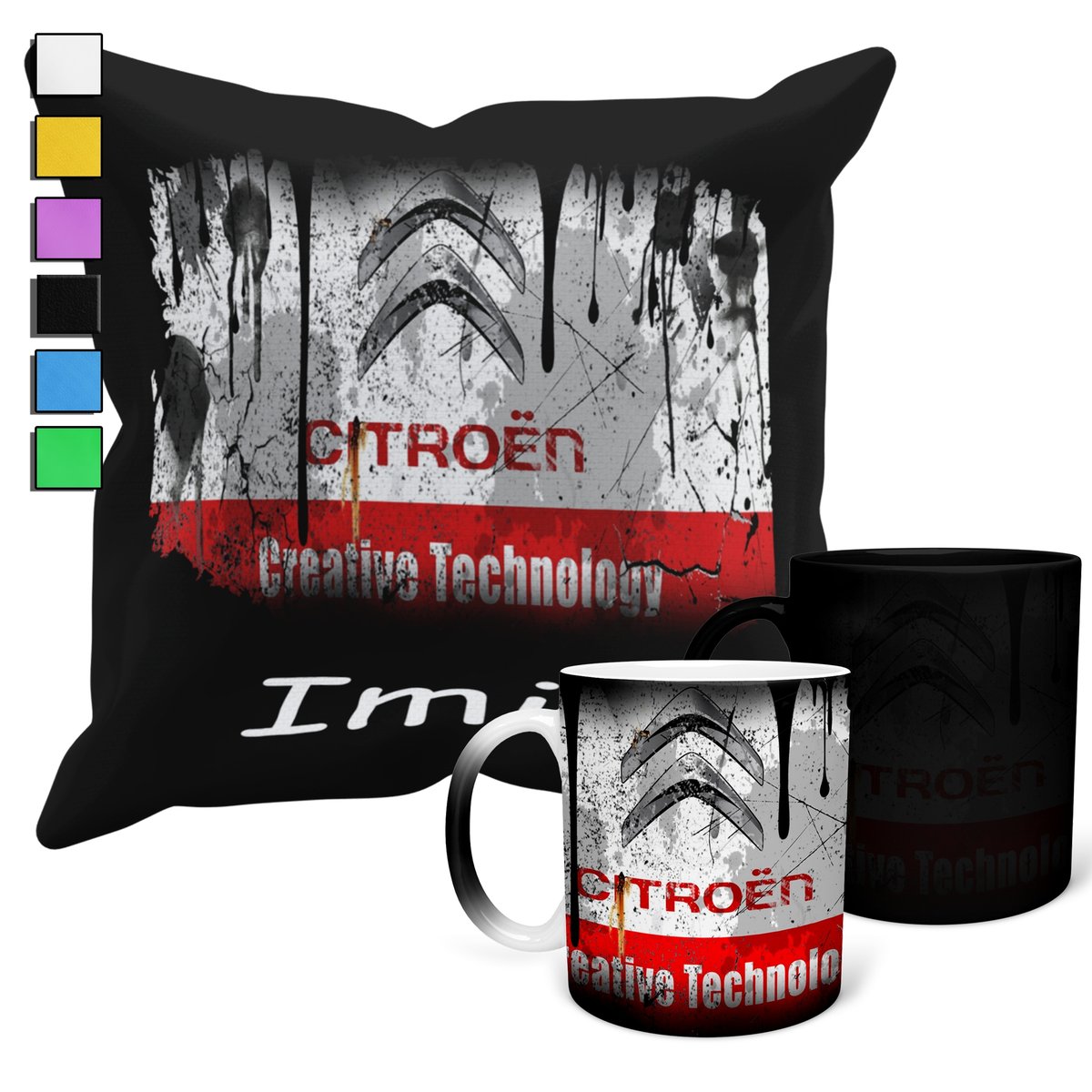 ZESTAW KUBEK MAGICZNY ZMIENIAJĄCY KOLOR + POSZEWKA MOTO CITROEN + IMIĘ