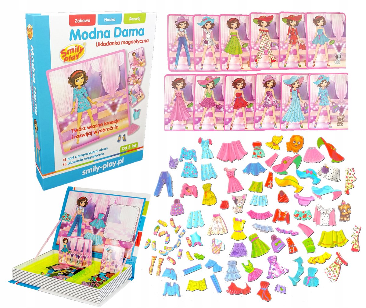 Układanka magnetyczna Modna Dama dla dzieci 3+ ubieranka moda ubrania 72w1