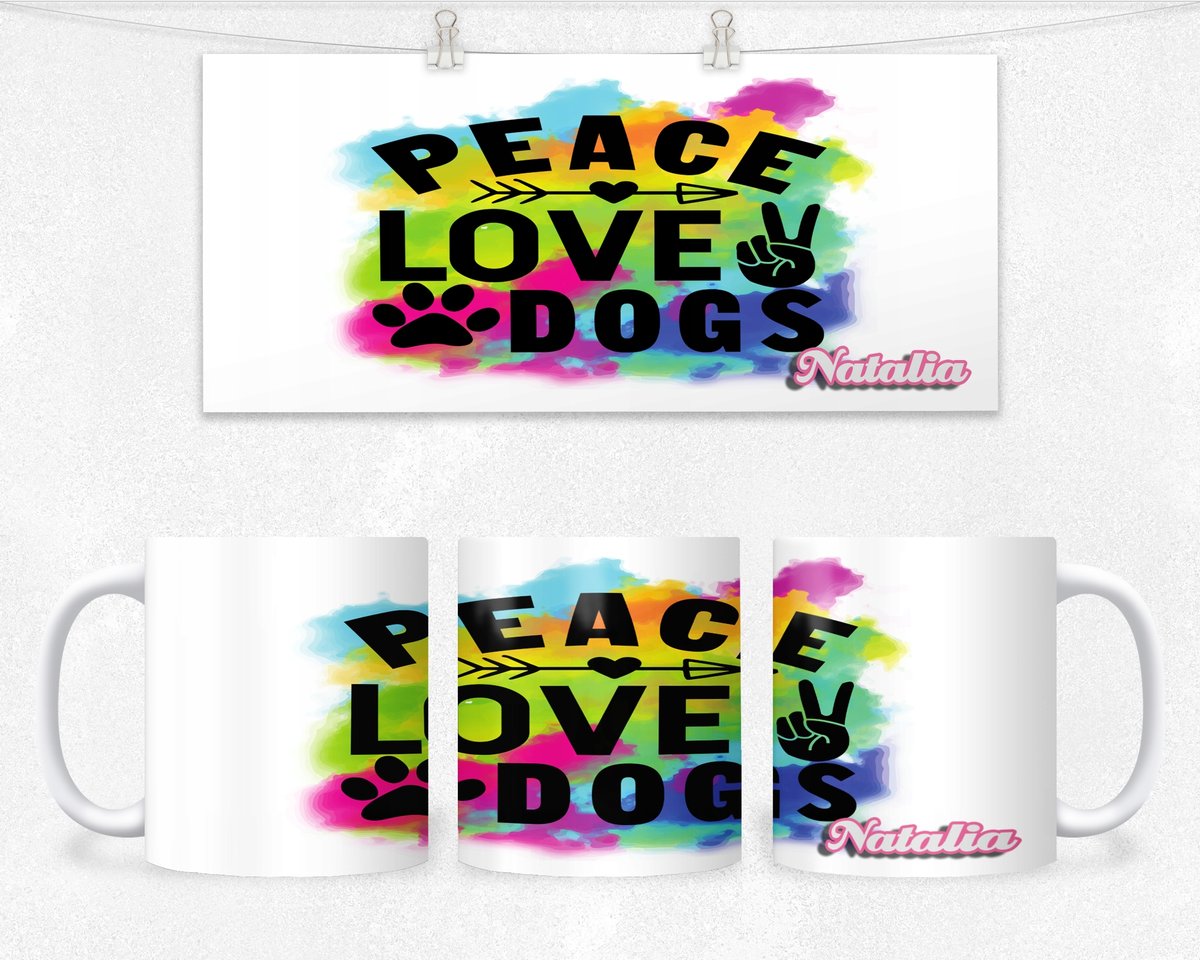 KUBEK Z NADRUKIEM- PREZENT PIES NAPIS +IMIĘ