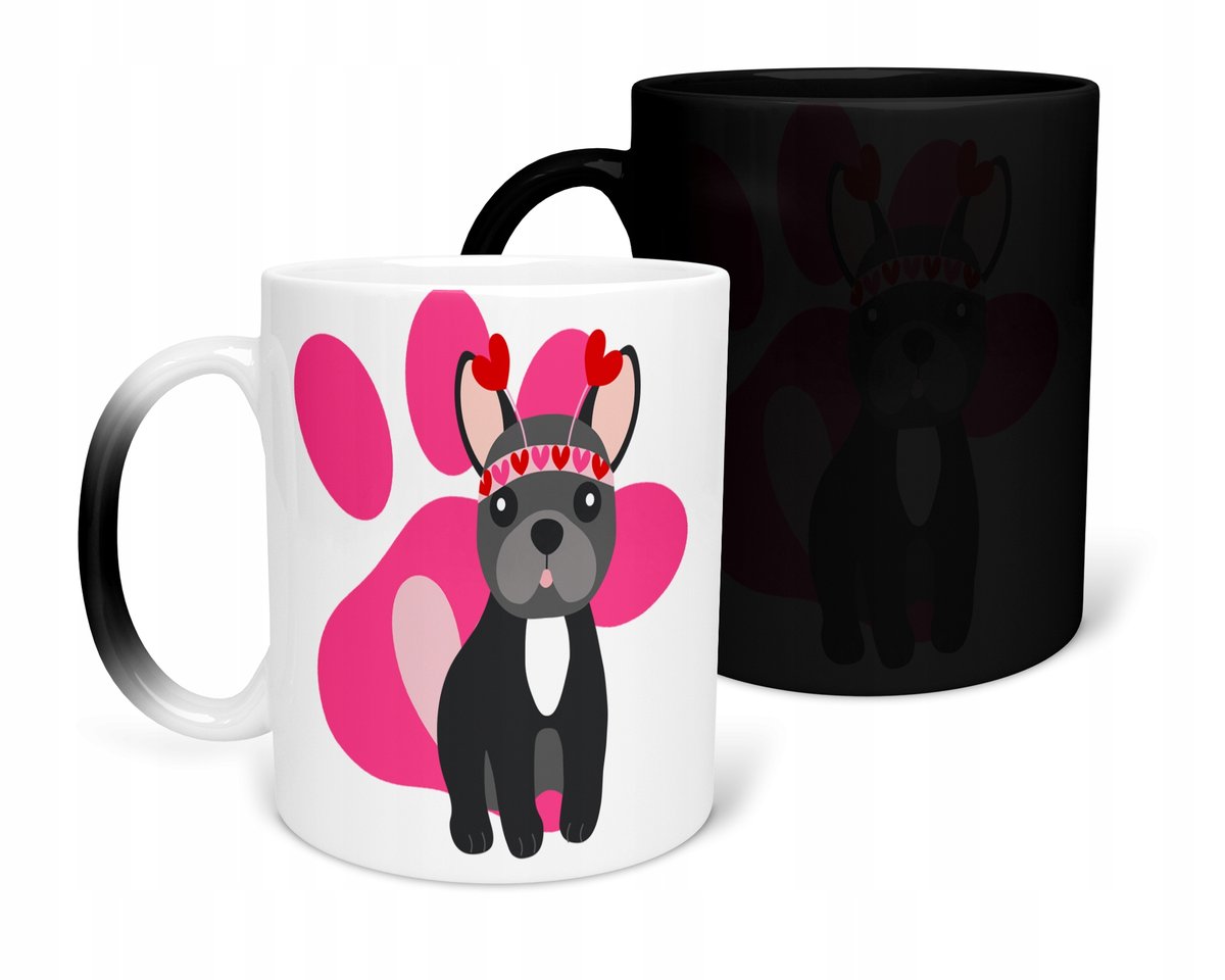 KUBEK MAGICZNY Z NADRUKIEM-PREZENT HOBBY PIESKI RÓŻNE WZORY DO WYBORU+IMIĘ