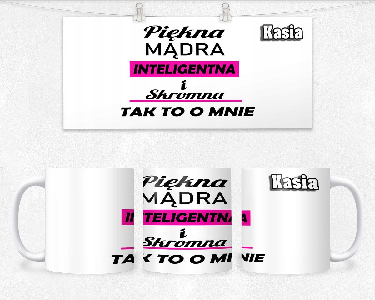 KUBEK PREZENT DLA NIEJ ŚMIESZNY NAPIS+IMIĘ