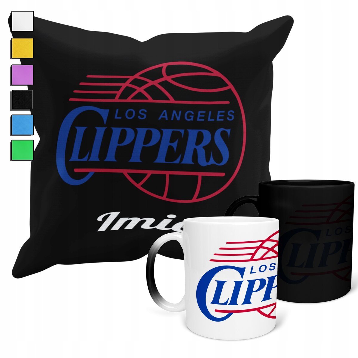 ZESTAW KUBEK MAGICZNY ZMIENIAJĄCY KOLOR + POSZEWKA LA CLIPPERS NBA + IMIĘ