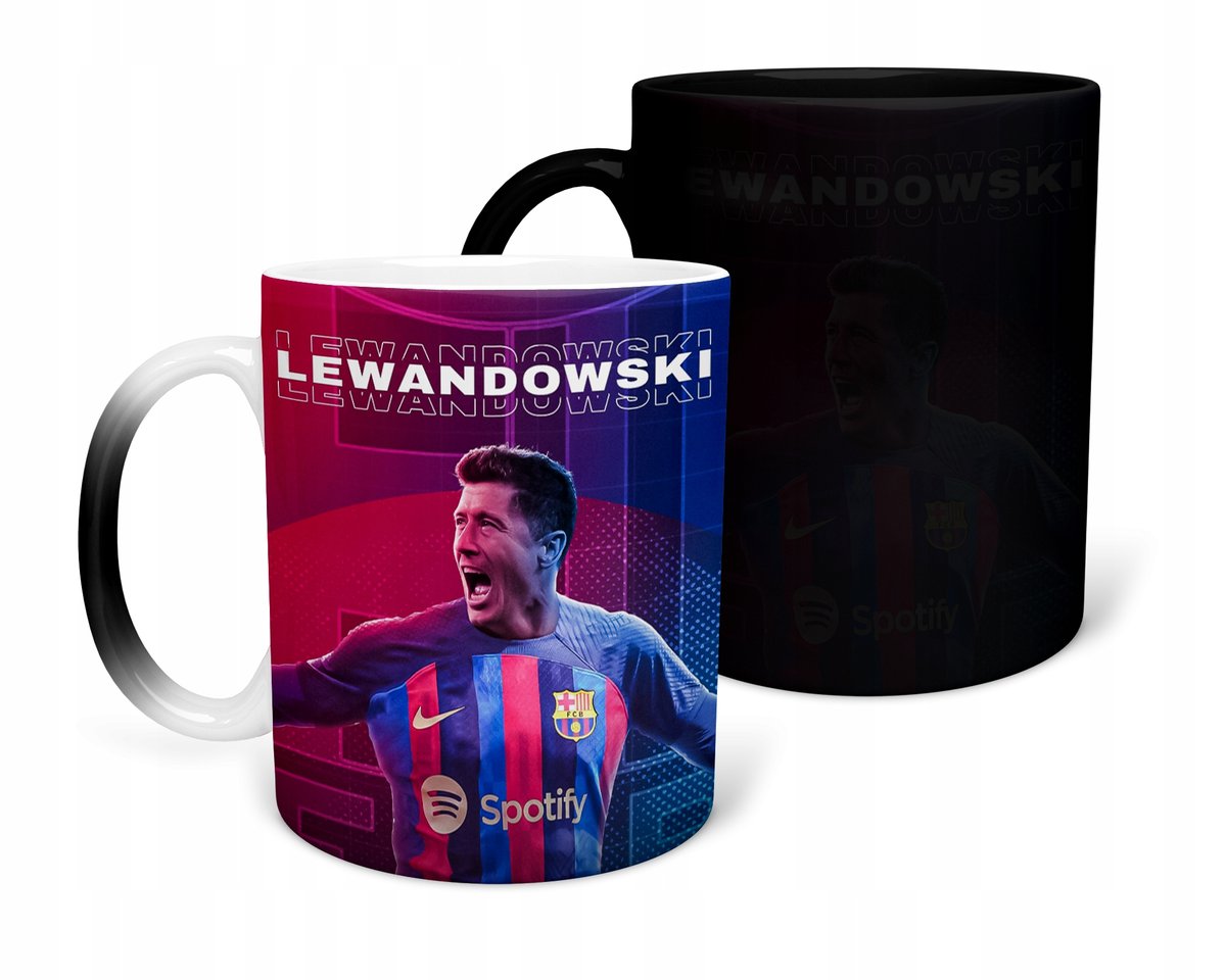 KUBEK MAGICZNY Z NADRUKIEM-PREZENT LEWANDOWSKI RÓŻNE WZORY DO WYBORU+IMIĘ